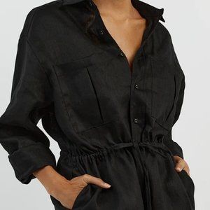 DISSH MAXIE BLACK LINEN SHIRT ROMPER - us size 6